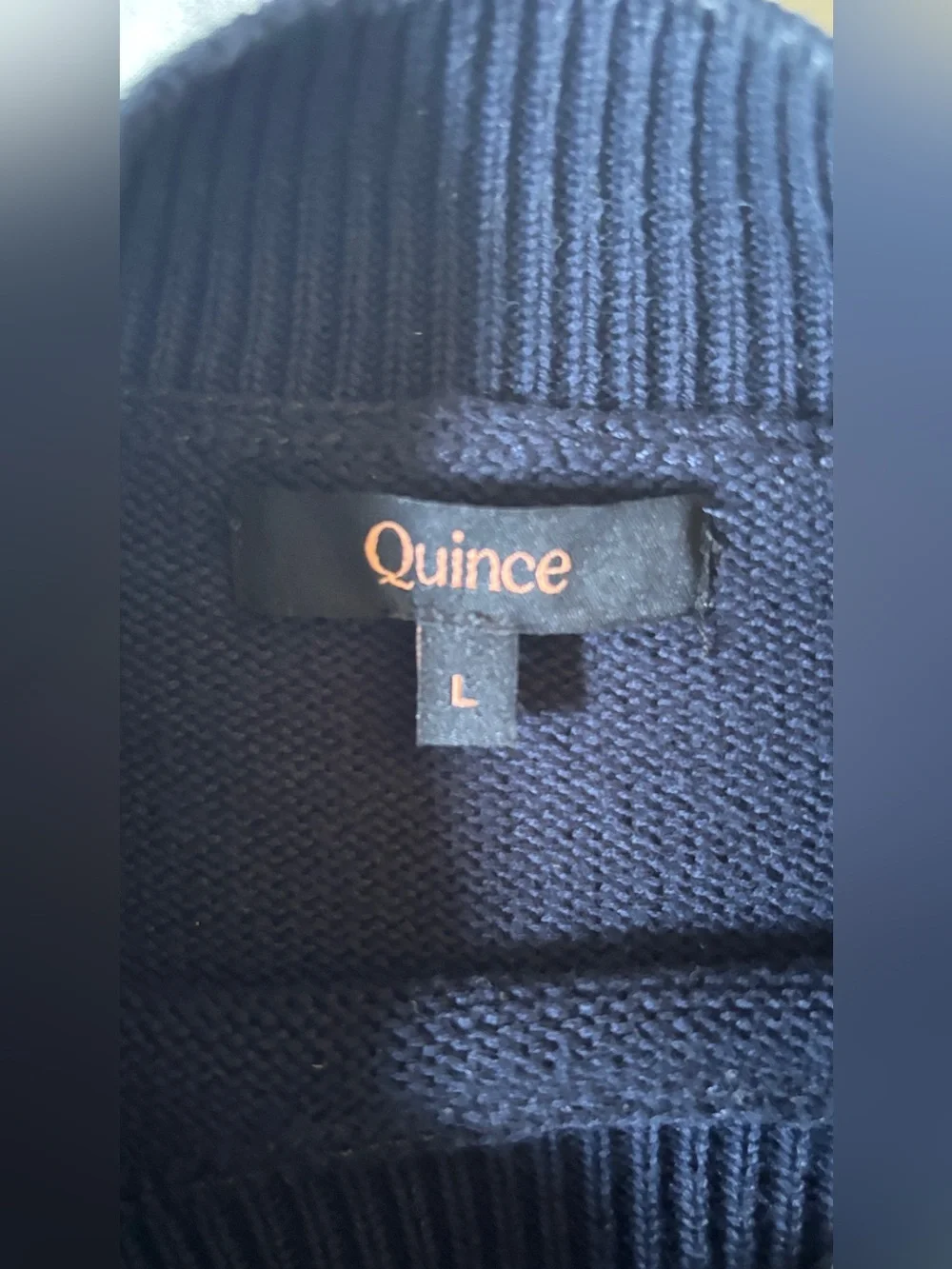 Quince Men’s Organic Cotton Mock Neck Sweater Navy Size L Pullover